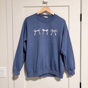 Aéropostale Y2K Blue Bow Sweatshirt | Coquette Ballerina Bowcore Oversized | M